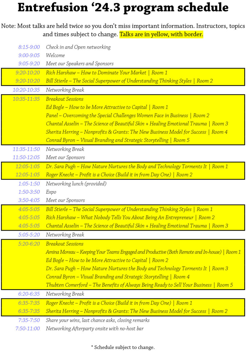 Entrefusion 24.3 - program schedule